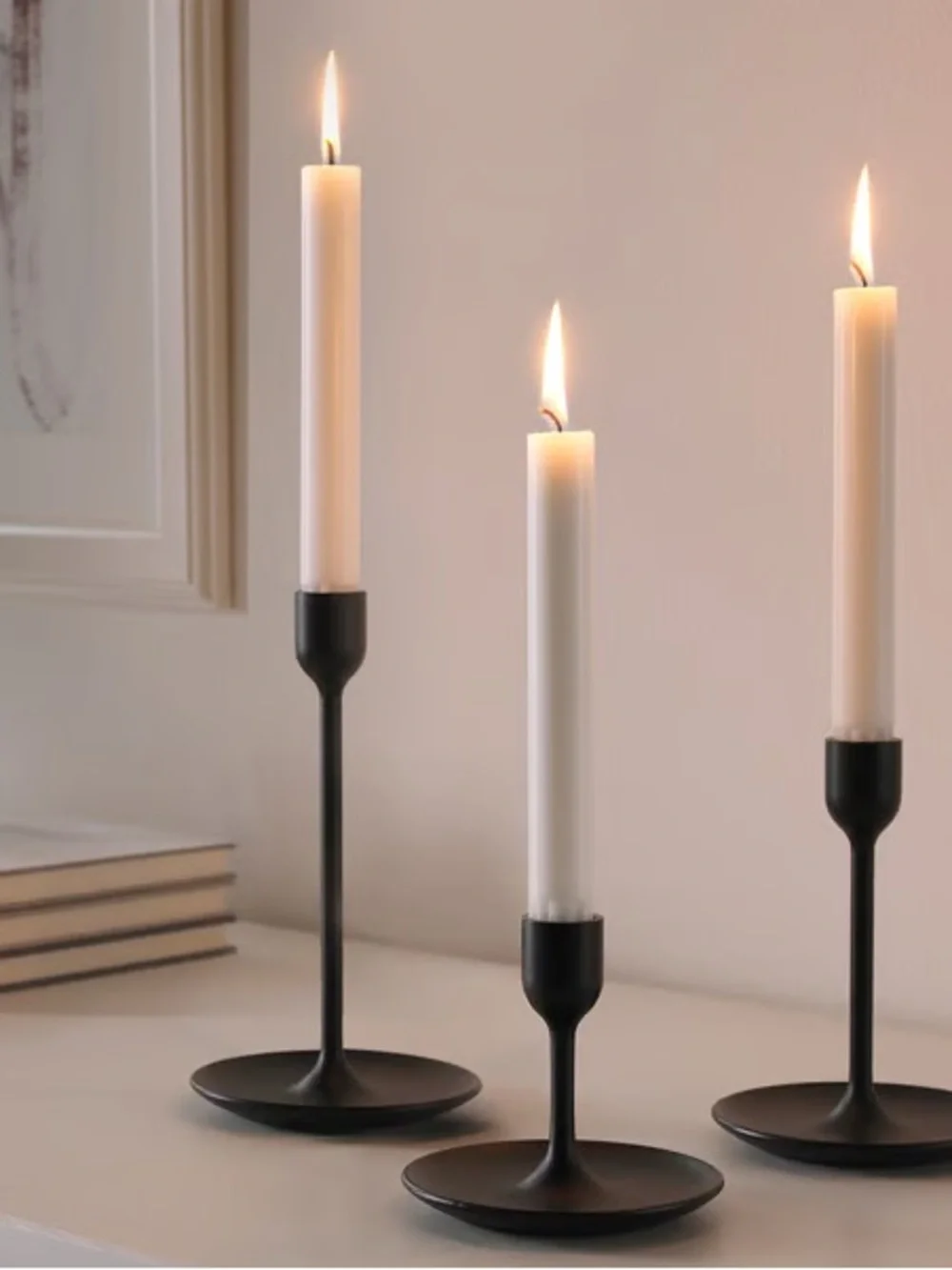 Black Metal Taper Candle Holders - Set of 3